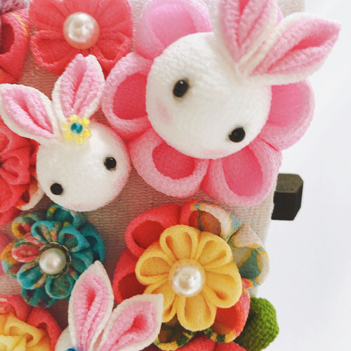 羽子板 雛人形 初節句 黒 かわいい 卓上 つまみ細工 花 出産祝い