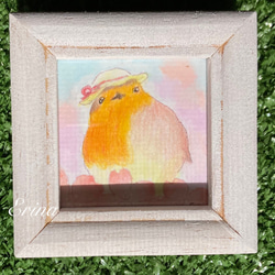 小鳥の貴婦人と桜　ミニ原画 2枚目の画像
