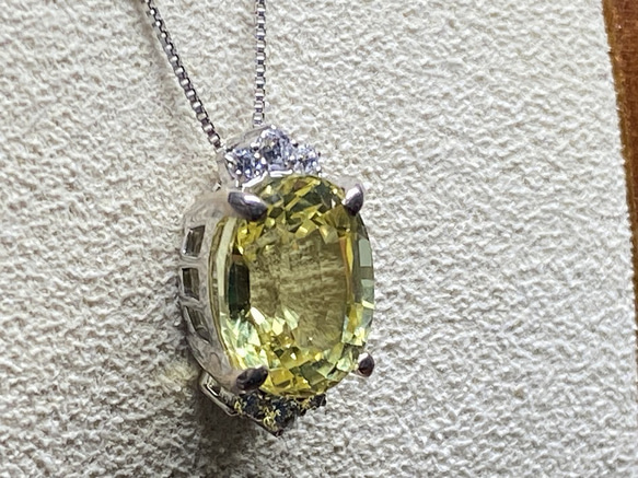 ◆サファイア＜再結晶＞ペンダント　4.3ct　黄色　S-002 2枚目の画像