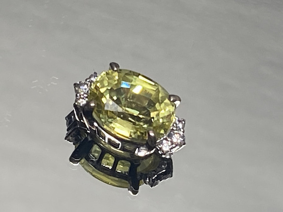 ◆サファイア＜再結晶＞ペンダント　4.3ct　黄色　S-002 6枚目の画像