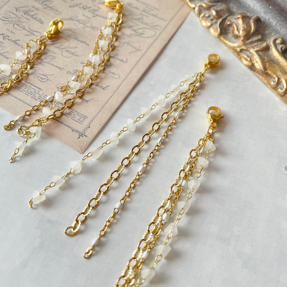 4pcs★charm・triple chain tassel（フック式チェーンタッセル) 2枚目の画像