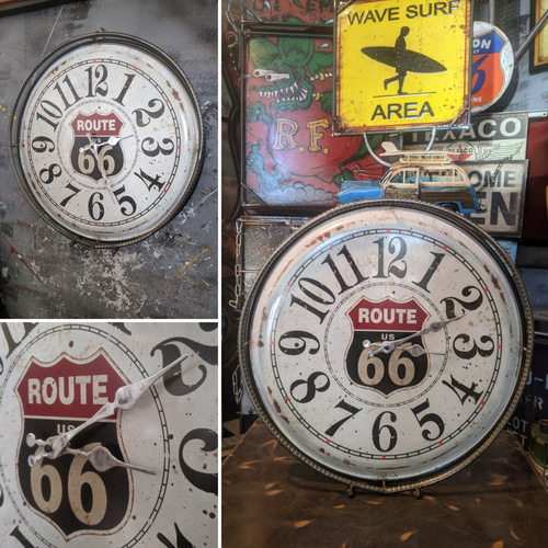 アメリカンヴィンテージな家 ルート66 2way クロック 壁掛け時計