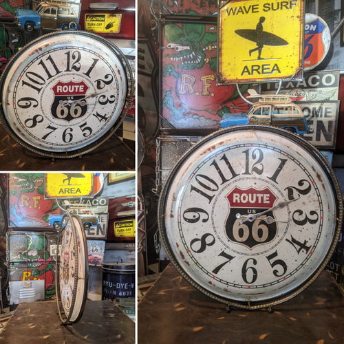 アメリカンヴィンテージな家 ルート66 2way クロック 壁掛け時計