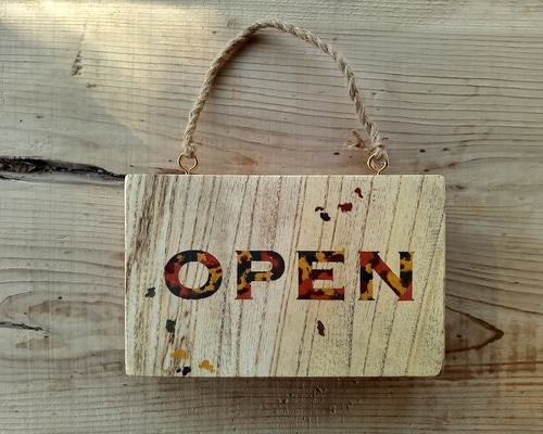 クラシック木製看板 OPEN CLOSED 吊り下げ mixカラー / 自然塗装