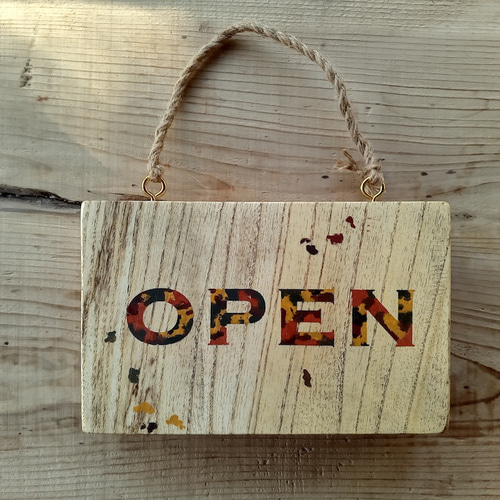 クラシック木製看板 OPEN CLOSED 吊り下げ mixカラー / 自然塗装