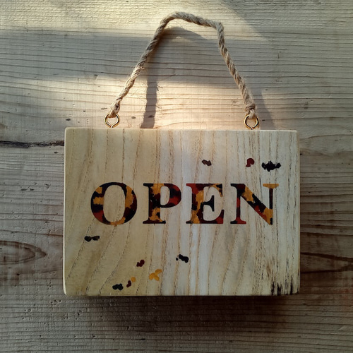 クラシック木製看板 OPEN CLOSED 吊り下げ mixカラー / 自然塗装