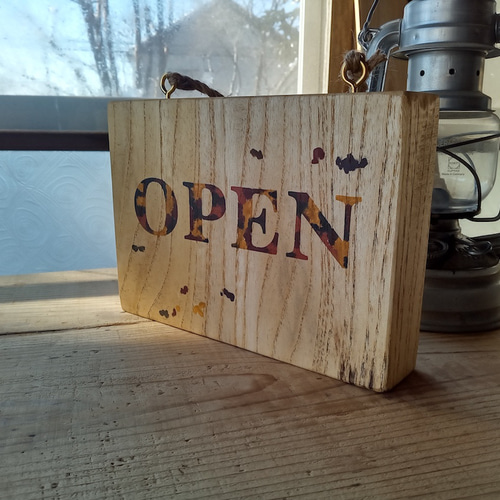 クラシック木製看板 OPEN CLOSED 吊り下げ mixカラー / 自然塗装