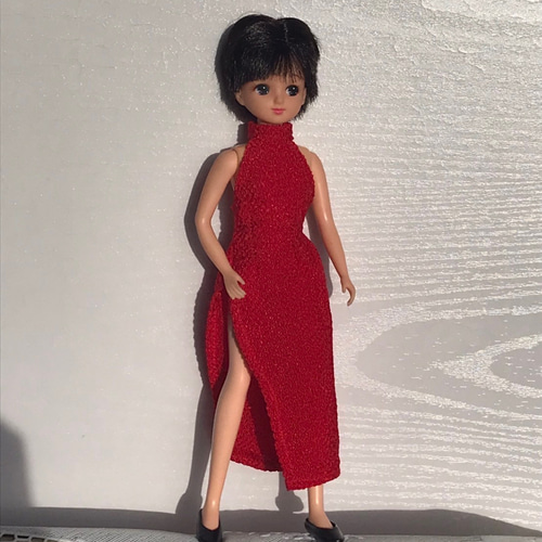 リカちゃん用きせかえ服 〜スリット入りタイトドレス(赤)〜 おもちゃ
