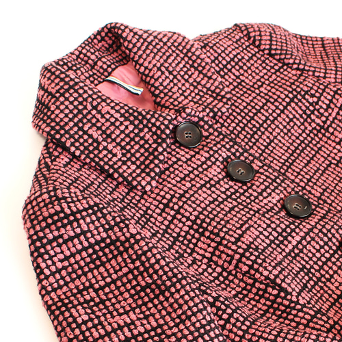 コート ウール ツイード パイル 生地 イタリア製 ベルト付き ピンク