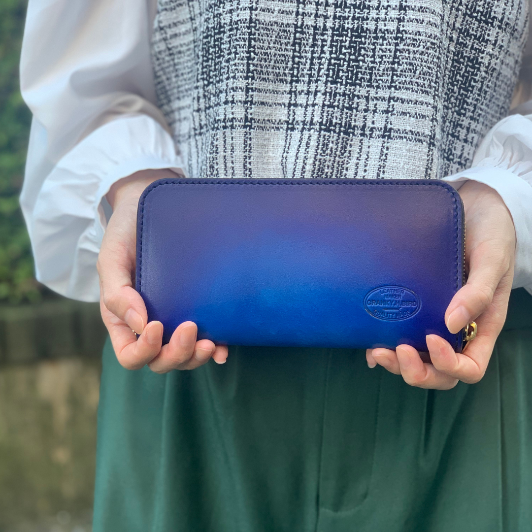 「暮らしを整える」ヌメ革長財布"NOAH me"（グラデーション）　手染め　ラウンドファスナー　春財布　新調