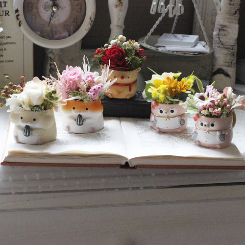 ミニミニアニマルポット アートフラワー petit chocolat 通販 15433422