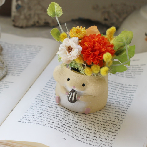 ミニミニアニマルポット アートフラワー petit chocolat 通販 15433422