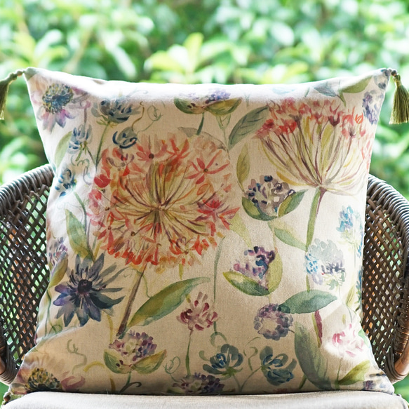 スコットランド 輸入生地 クッションカバー 45×45cm 花柄