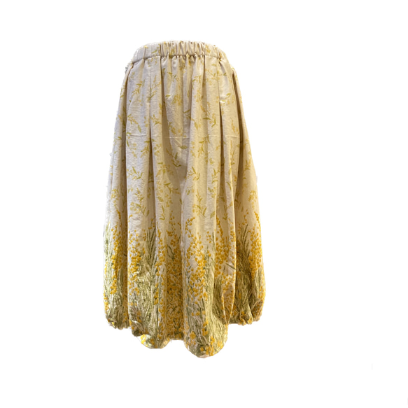 【受注制作】さりげない丸みが可愛い　タック入り　バルーンスカート　ミモザ 2枚目の画像
