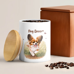 【 自然に囲まれた パピヨン 】キャニスター　保存容器　お家用　プレゼント　犬　ペット　うちの子　犬グッズ 2枚目の画像