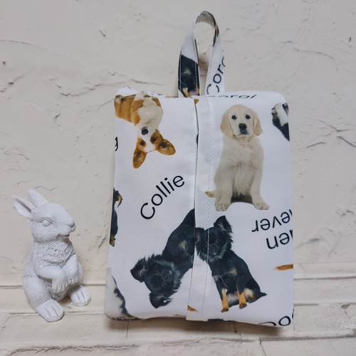 ハンドメイド ぬる 犬柄 ティッシュケース ティッシュカバー