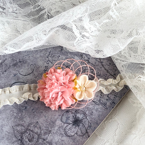 ベビーキッズ 水引フラワーの髪飾り【P】/ベビーヘアバンド ヘア