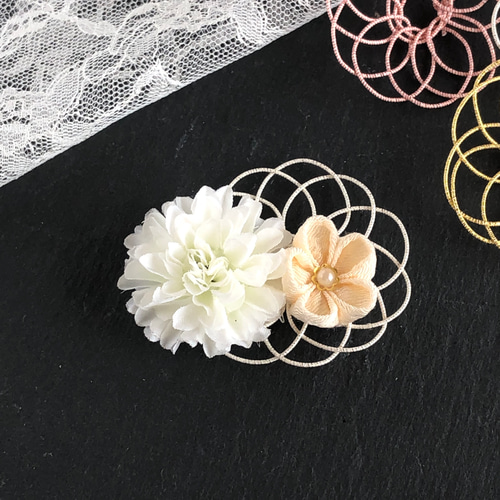 ベビーキッズ 水引フラワーの髪飾り【W】/ベビーヘアバンド ヘア