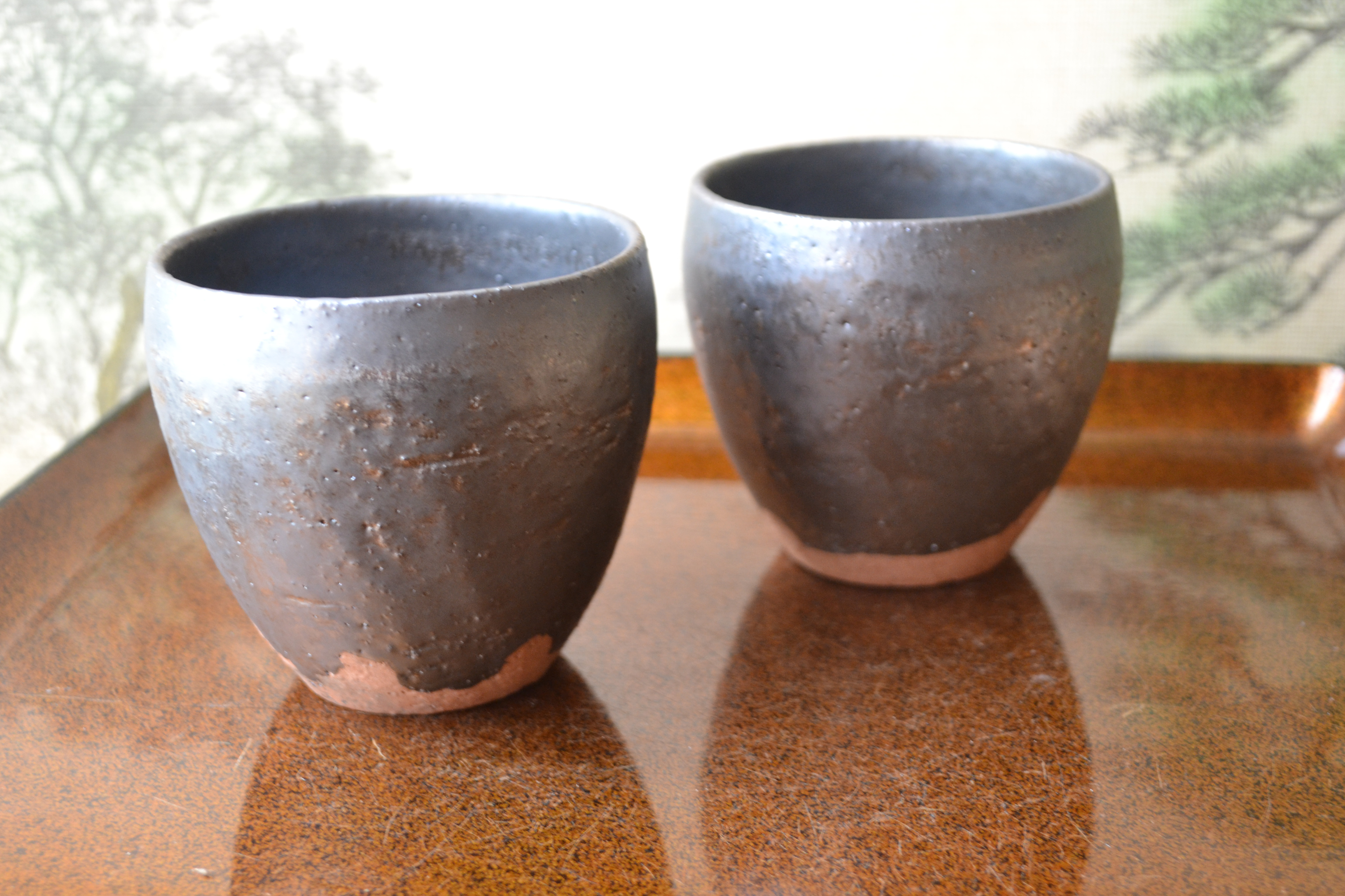 【ギフト特割】炭化金彩焼酎タンブラー(ロックカップ)2個組　フリーカップ　★萩焼