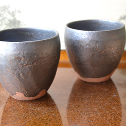 【ギフト特割】炭化金彩焼酎タンブラー(ロックカップ)2個組　フリーカップ　★萩焼　 1枚目の画像