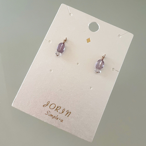 14KGF】ピンクアメジスト+ハーキマーダイヤモンドのピアス ピアス 