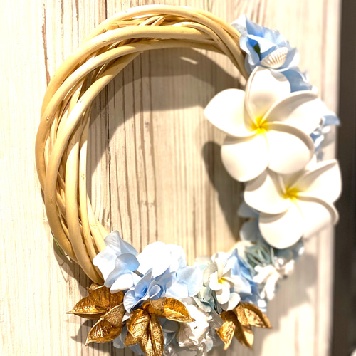 プルメリアの海のキラキラリース アーティフィシャルフラワー アート 