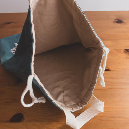 体操着袋 お着替え袋 リバティ イニシャル ワッペン 綿麻 体操服袋