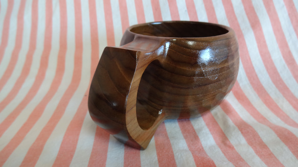 古木のチークで作った一木彫りコーヒーカップ. 7枚目の画像