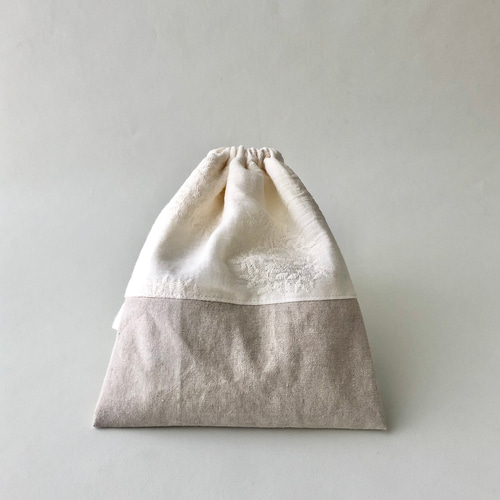 給食袋とランチマットの2点セット【くすみカラーのお花の刺繍ガーゼ