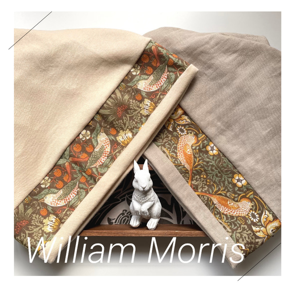 William Morris ⭐️ 採用設計布料 ⭐️ 草莓賊米色 ⭐️ 帽子 *護理帽 第1張的照片