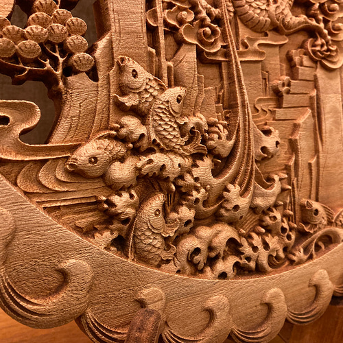 鯉登竜門2 38cm（登竜門・滝登り) 参次元彫刻 ウォールステッカー