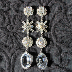 キラキラ ゴージャス スワロフスキー 大ぶり ロング ピアス イヤリング