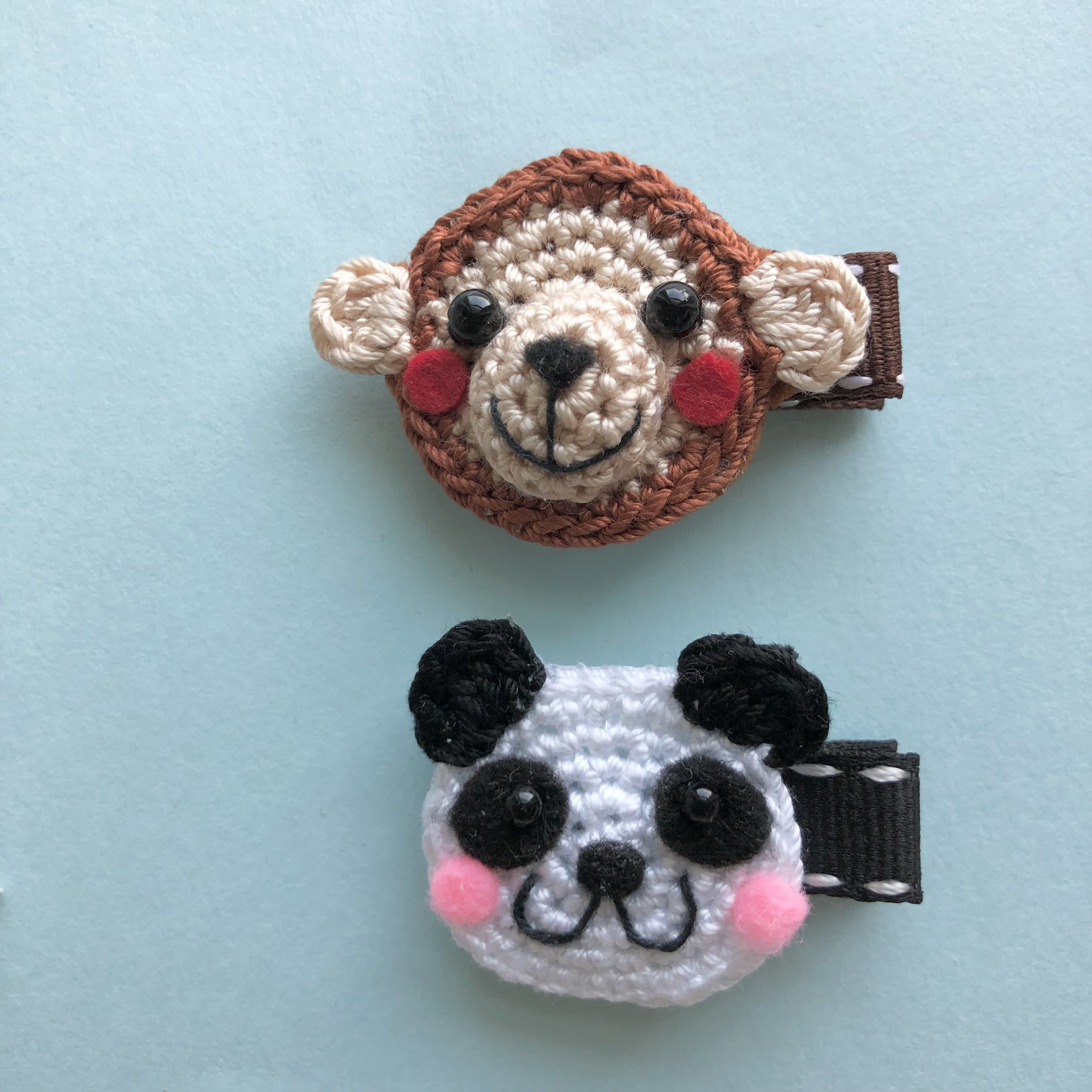 ふわふわネコ＆パンダ♡ベビーヘアクリップヘアゴム