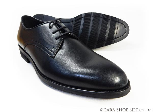 PARASHOE 本革 プレーントゥ ビジネスシューズ 黒 ワイズ3E 22cm～24cm（PS1800BL）