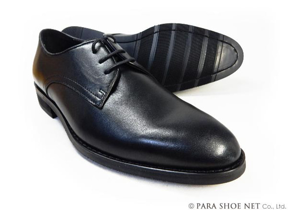 PARASHOE 本革 プレーントゥ ビジネスシューズ 黒 ワイズ3E 22cm～24cm（PS1800BL） 1枚目の画像