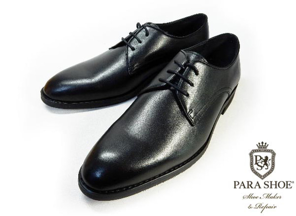 PARASHOE 本革 プレーントゥ ビジネスシューズ 黒 ワイズ3E 22cm～24cm（PS1800BL） 2枚目の画像