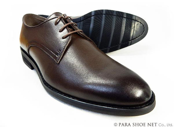 PARASHOE 本革 プレーントゥ ビジネスシューズ 濃茶 ワイズ3E 22cm～24cm（PS1800-DBR） 1枚目の画像