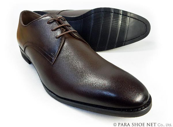 PARASHOE 本革 プレーントゥ ビジネスシューズ 濃茶 4E（EEEE）27.5～32cm（PS1809-DBR） 1枚目の画像