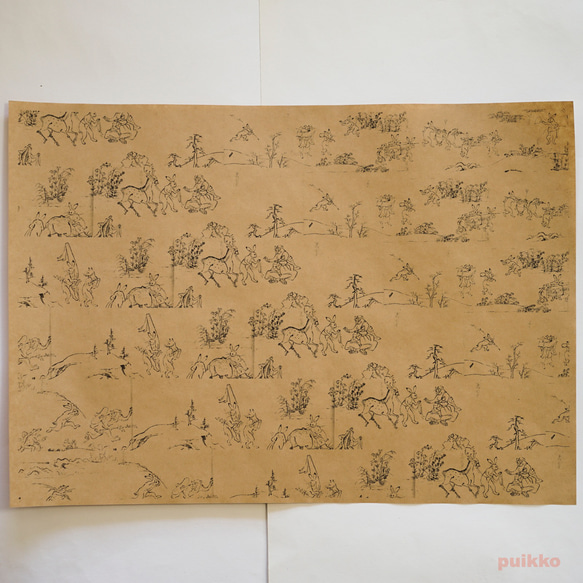 紙製ブックカバー　「鳥獣戯画」　A3判（5枚セット） 3枚目の画像