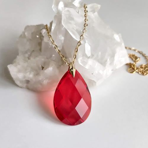 超大粒 プレシオサ・魔法少女系レッド シャンデリア クリスタル ガラス