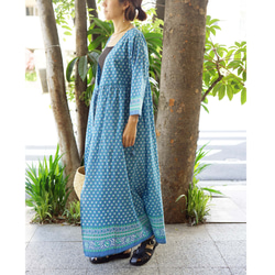 ★SALE【即納可】カシュクール・エスニックプリント・ワンピ（NK23-009-blue） 6枚目の画像