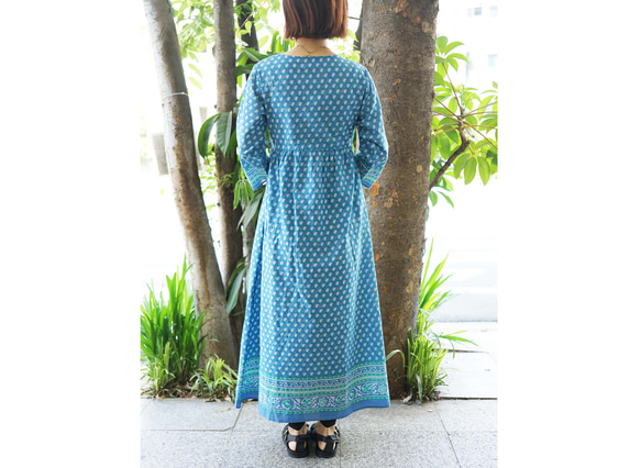 ★SALE【即納可】カシュクール・エスニックプリント・ワンピ（NK23-009-blue） 3枚目の画像