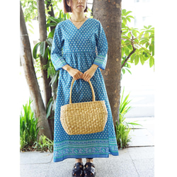 ★SALE【即納可】カシュクール・エスニックプリント・ワンピ（NK23-009-blue） 2枚目の画像