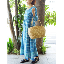 ★SALE【即納可】カシュクール・エスニックプリント・ワンピ（NK23-009-blue） 1枚目の画像