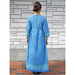 ★SALE【即納可】カシュクール・エスニックプリント・ワンピ（NK23-009-blue） 9枚目の画像