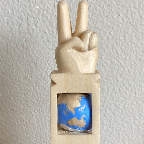 Ball in Cage:Peace on Earth unique Folk Art wood carving