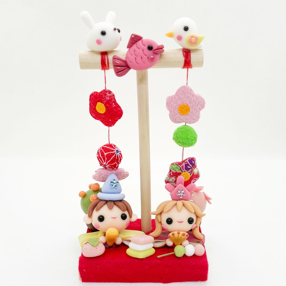 ちりめんつるし飾り お雛様 季節飾り ミニチュア 粘土細工 樹脂粘土 雛  