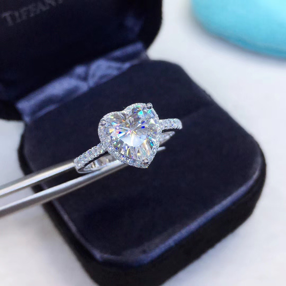 モアサナイト 指輪 3ct 9ハート1フラワーカット フリーサイズ