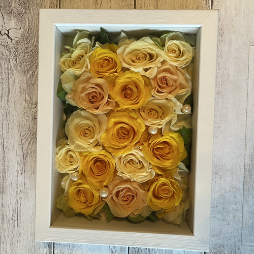 壁掛けフレームプリザーブドフラワーイエロー プリザーブドフラワー