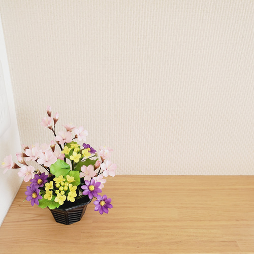 売れ筋ランキングも掲載中！ 桜＆菜の花 ♯春よ来い♯ クレイフラワー BON アートフラワー フラワー・リース